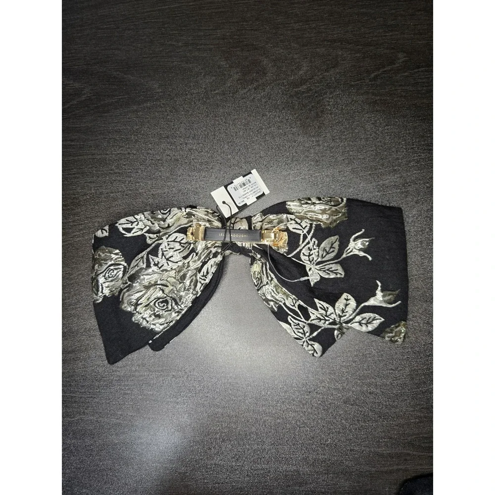 Lele Sadoughi Elizabeth Floral Jacquard Barrette Color Jet NWT $85